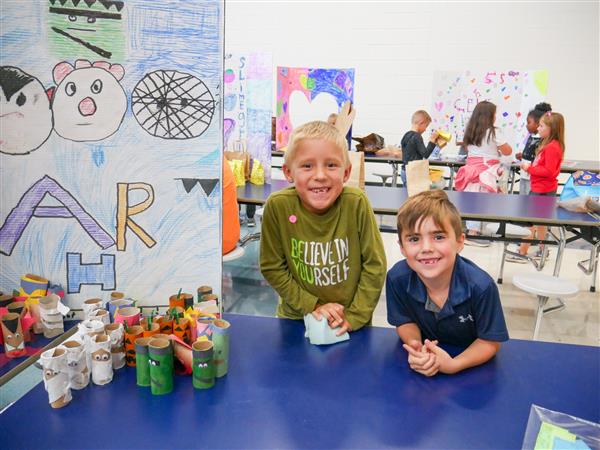 Students participating in Market Day. 